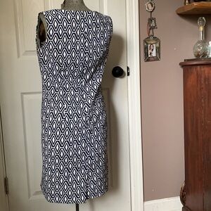 Mario Serrani Italy navy blue and white geometric pattern dress size 8